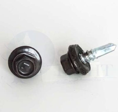 Саморез кровельный со сверлом 5.5х19 RAL-8017 (шоколад. корич.) (уп.60шт) контейнер БМ 1001014 БАЛТИЙСКИЕ МЕТИЗЫ 1001014