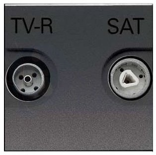 ABB NIE Zenit Антрацит Розетка TV-FM-SAT единственная, 2 мод ABB N2251.3 AN