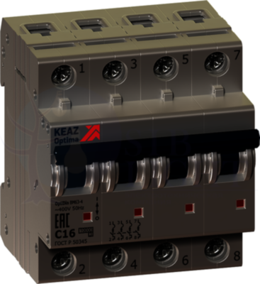 Автомат 4P 25А OptiDin (6 кА, C) КЭАЗ 260890