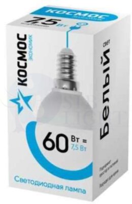 Лампа светодиодная LED BASIC GL45 7.5Вт 220В E14 4500К Космос LkecLED7.5wGL45E1445 КОСМОС LkecLED7.5wGL45E1445