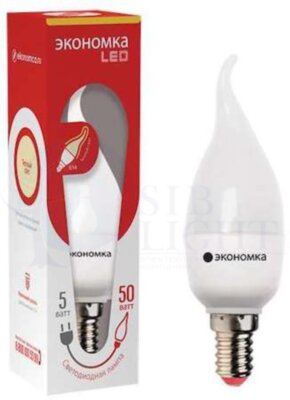 Лампа светодиодная свеча на ветру 5Вт 450Лм 230В 3000К E14 ЭКОНОМКА Eco_LED5wCWE1430
