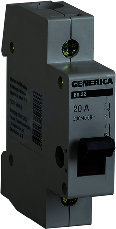 GENERICA Выключатель нагрузки (мини-рубильник) ВН-32 1Р 63А IEK MNV15-1-063
