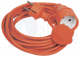 Шнур УШ-01РВ с вилкой и розеткой 2P+PE/20м 3х1,0мм2 IP44 оранжевый IEK