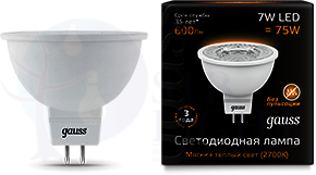 Лампа LED MR16 GU5.3 7W 2700K Gauss 101505107