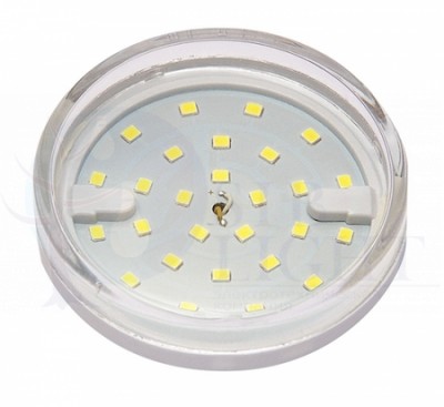 Лампа светодиодная (LED) «таблетка» d75мм GX53 100  6Вт 220-230В прозрачная тепло-белая желтая 3000К Jazzway 2851970