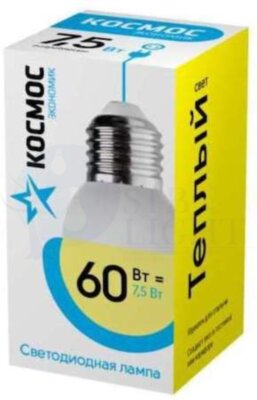 Лампа светодиодная LED BASIC GL45 7.5Вт 220В E27 3000К Космос LkecLED7.5wGL45E2730 КОСМОС LkecLED7.5wGL45E2730