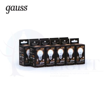 Лампа Gauss LED Шар E27 9.5W 890lm 3000K 1/10/50