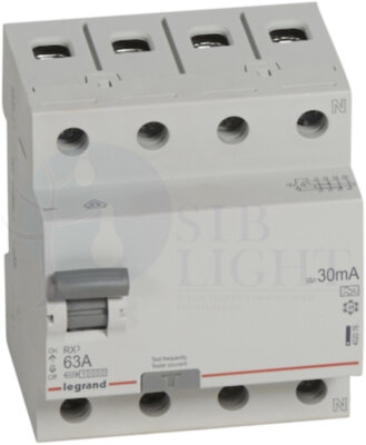 Выключатель дифференциального тока 4P 63А 0.03А RX3 (тип А) Legrand 402076