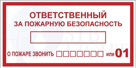 Наклейка "Ответственный за пожарную безопасность" B03 (100х200мм.) PROxima EKF an-4-05