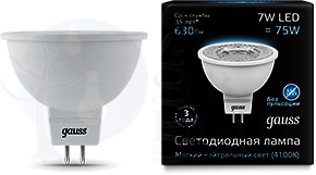 Лампа LED MR16 GU5.3 7W 4100K FR Gauss 101505207