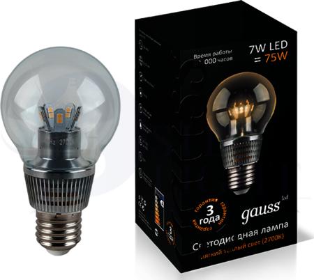 Лампа Gauss LED Globe Crystal Clear 7W E27 2700K 1/10/100