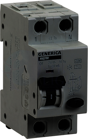 Дифференциальный автомат 1P+N 10А Generica (тип AC, 4.5 кА) IEK MAD25-5-010-C-30