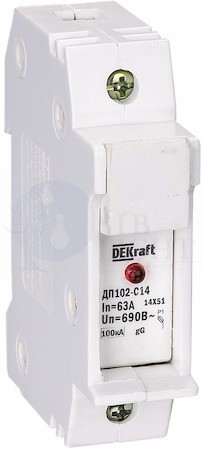 Держатель предохр. типа C10 со светодиодной и DEKraft 21383DEK