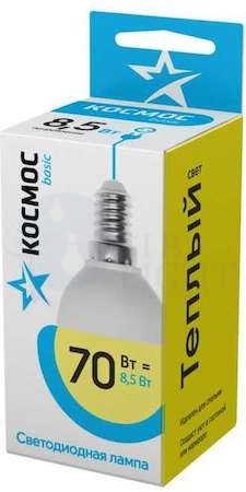 Лампа светодиодная LED BASIC GL45 8.5Вт 220В E14 3000К Космос LkecLED8.5wGL45E1430 КОСМОС LkecLED8.5wGL45E1430