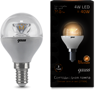 Лампа Gauss LED Globe Crystal Clear E14 4W 2700K 1/10/50