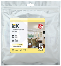Лента светодиодная 5м LSR-2835WW60-4,8-IP20-12В IEK