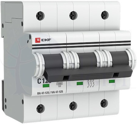 Автоматический выключатель 3P 100А (D) 15кА ВА 47-125 PROxima EKF mcb47125-3-100D