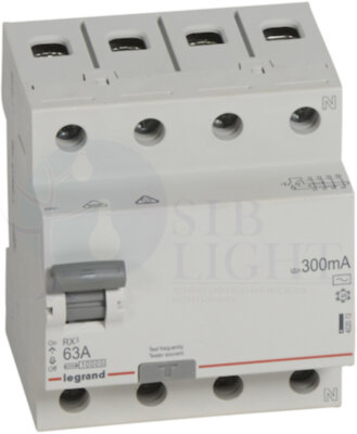 Выключатель дифференциального тока 4P 63А 0.3А RX3 (тип AC) Legrand 402072