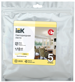 Лента светодиодная 5м LSR-2835WW60-4,8-IP65-12В IEK