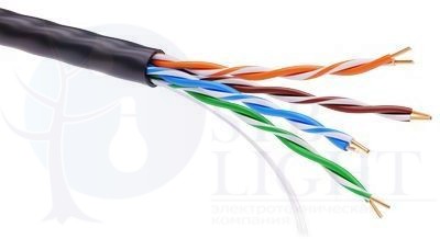 Информационный кабель неэкранированный U/UTP 4х2 CAT5E, PE, Черный ДКС RN5EUUPE3BK