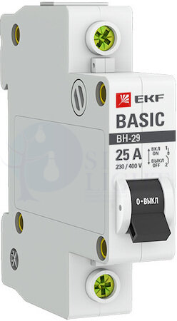 Выключатель нагрузки 1P 25А ВН-29 Basic EKF SL29-1-25-bas