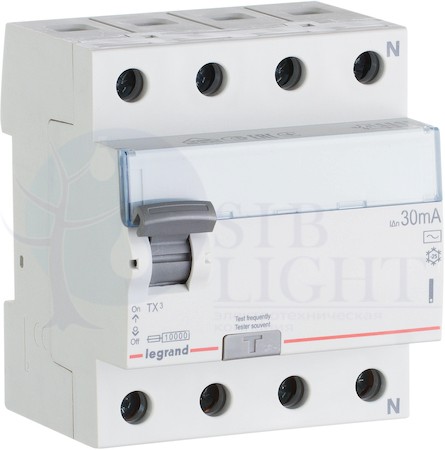 Выключатель дифференциального тока 4P 63А 0.3А TX3 (тип AC) Legrand 403044