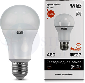 Лампа LED Elementary A60 15W E27 3000K 1/10/40 Gauss 23215