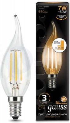 Лампа LED Filament Candle tailed E14 7W 2700K step dimmable 1/10/50 Gauss 104801107-S