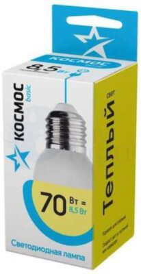Лампа светодиодная LED BASIC GL45 8.5Вт 220В E27 3000К Космос LkecLED8.5wGL45E2730 КОСМОС LkecLED8.5wGL45E2730