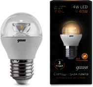 Лампа Gauss LED Globe Crystal Clear E27 4W 2700K 1/10/50