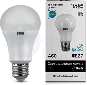 Лампа LED Elementary A60 15W E27 4100K 1/10/40 Gauss 23225