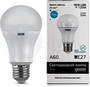 Лампа LED Elementary A60 15W E27 4100K 1/10/40 Gauss 23225