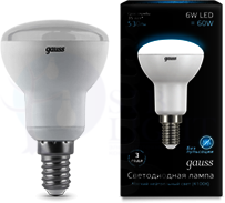 Лампа LED Reflector R50 E14 6W 4100K 1/10/50 Gauss 106001206