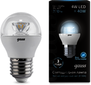 Лампа Gauss LED Globe Crystal Clear E27 4W 4100K 1/10/50