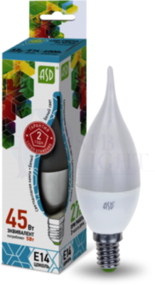 Лампа светодиодная LED-свеча на ветру-standard 5Вт свеча на ветру 4000К белый E14 450лм 160-260В ASD 4690612004525