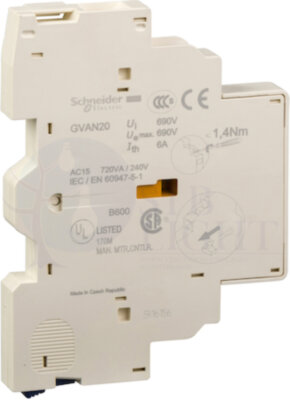 ДОПОЛНИТЕЛЬНЫЙ БЛОК БОКОВЫХ КОНТАКТОВ НО+НО Schneider Electric GVAN20