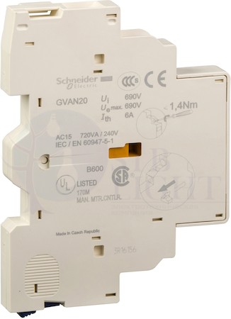ДОПОЛНИТЕЛЬНЫЙ БЛОК БОКОВЫХ КОНТАКТОВ НО+НО Schneider Electric GVAN20