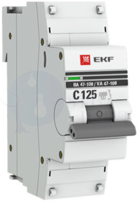 Автоматический выключатель 1P 125А (C) 10kA ВА 47-100 PROxima EKF mcb47100-1-125C-pro
