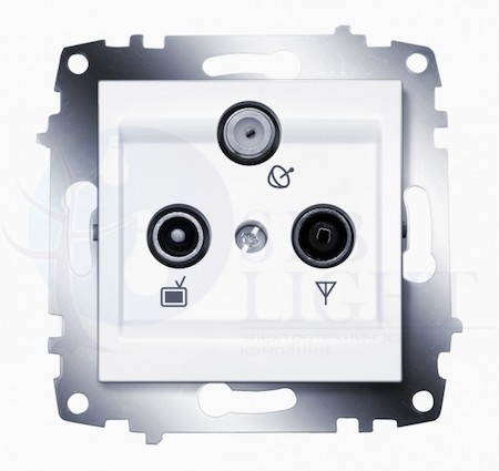 Розетка телевизионная оконечная Cosmo (Radio+SAT+TV, под рамку, с/у, белый) ABB 619-010200-234