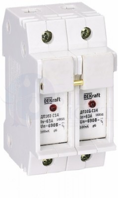 Держатель предохр. типа C14 со светодиодной и DEKraft 21387DEK