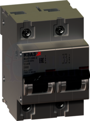 Автомат 2P 25А ВА47-100 (10 кА, C) КЭАЗ 233023