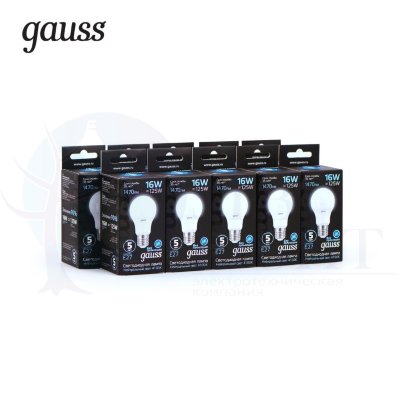 Лампа Gauss LED A60 16W E27 1470lm 4100K 1/10/50
