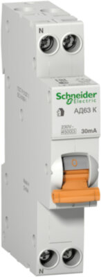 Дифференциальный автомат 1P+N 10А АД63 (тип AC, 4.5 кА) Schneider Electric 12521