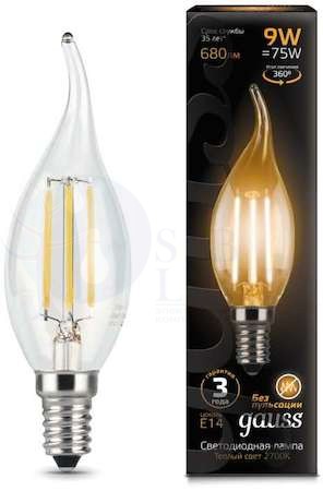 Лампа LED Filament Candle tailed E14 9W 2700K 1/10/50 Gauss 104801109