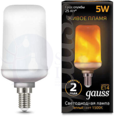 Лампа LED T65 Corn Flame 5W E14 1500K 1/10/100 Gauss 157401105