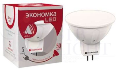 Лампа светодиодная JCDR софит 5Вт 420Лм 230В 4500К GU5.3 ЭКОНОМКА Eco_LED5wJCDRC45_fr