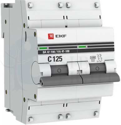 Автоматический выключатель 2P 16А (C) 10kA ВА 47-100 PROxima EKF mcb47100-2-16C-pro