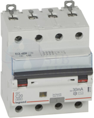 Дифференциальный автомат 4P 20А DX3 (тип AC, 6 кА) Legrand 411187