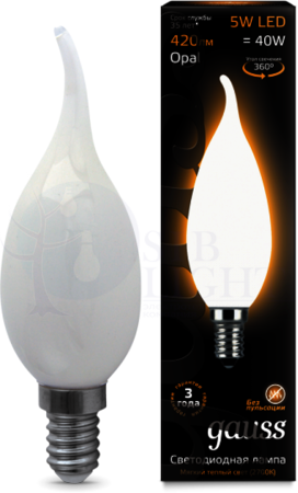 Лампа LED Filament Candle Tailed Opal E14 5W 2700К 1/10/50 Gauss 104201105