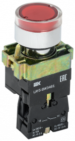 Кнопка управления LAY5-BW3461 с подсветкой красный 1з IEK